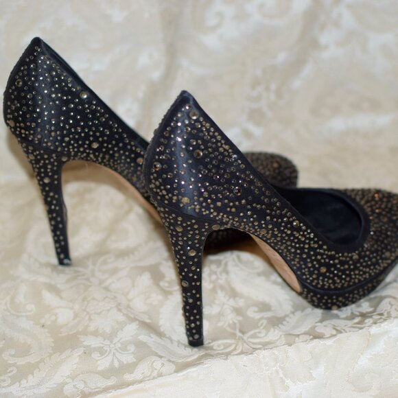 BCBG closed toe heels size 8 Black Rhinestone Bcbgmaxazria Heels - Picture 16 of 16